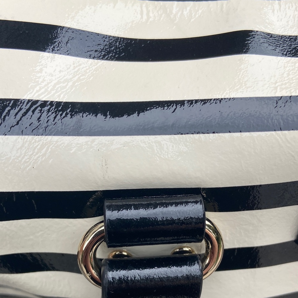 Kate Spade Black and Cream Striped Satchel - Picture 3 of 12